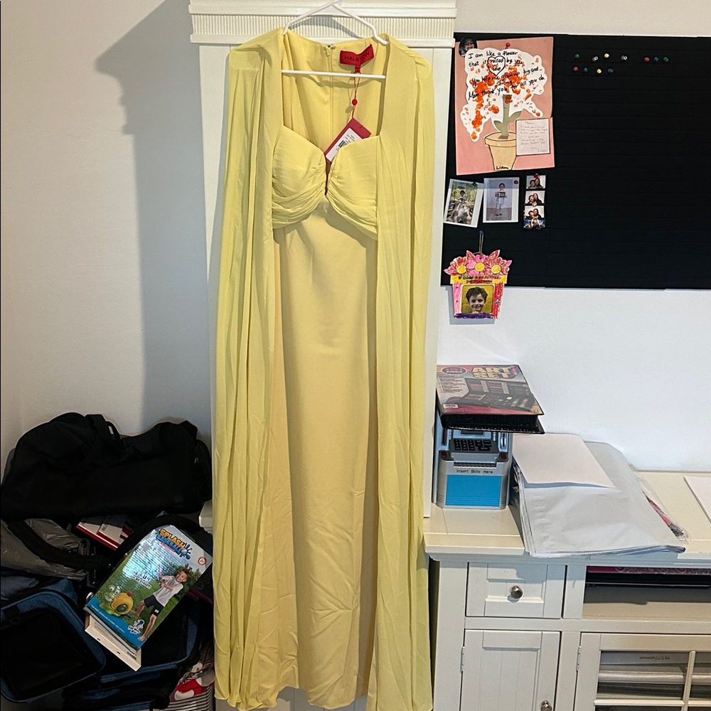HALSTON Women's Alma Crepe with Georgette Gown - Picture 7 of 8